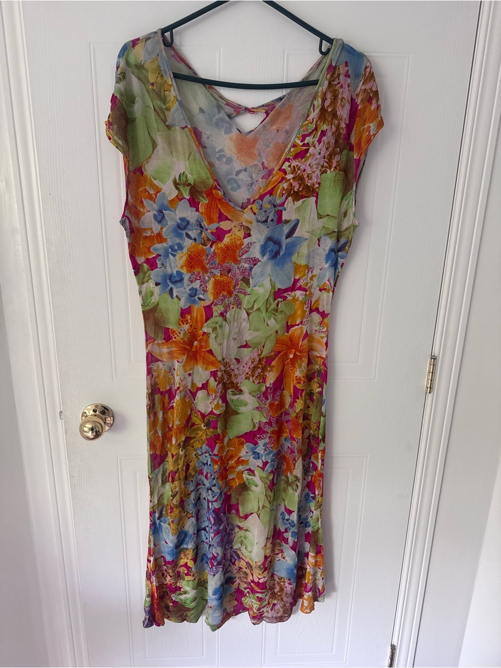 Vintage Versace jeans couture Floral V-Neck Midi Dress in Multicolor